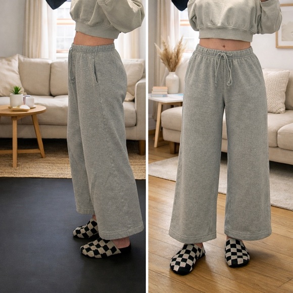 Bershka Cropped Sweatshirt Beige Neutral 15" Length Oversized Fit XS - Picture 2 of 7